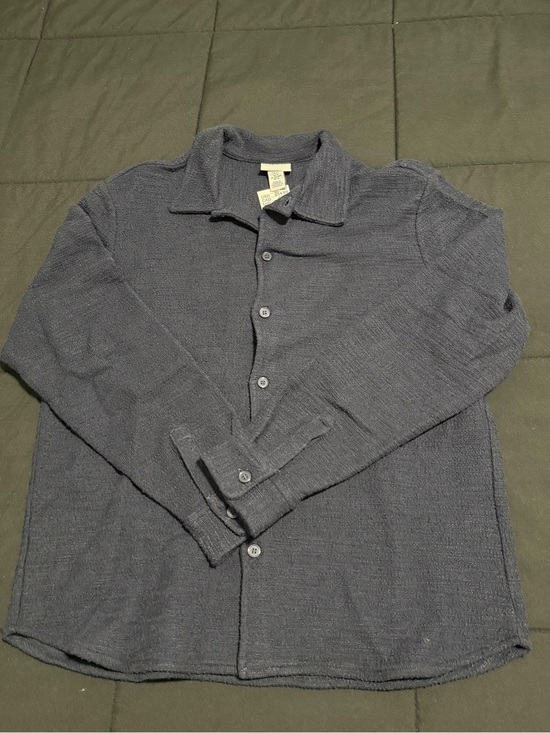 Zara Other - Zara Men's Navy Blue Button-Up Knit Shirt